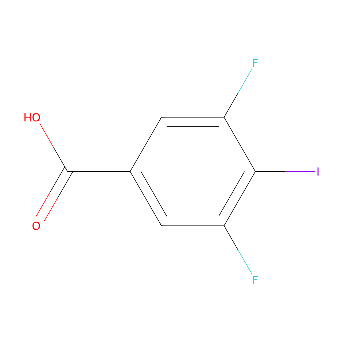 3,5-Difluoro-4-iodobenzoic acid molecular structure, CAS 658-06-0