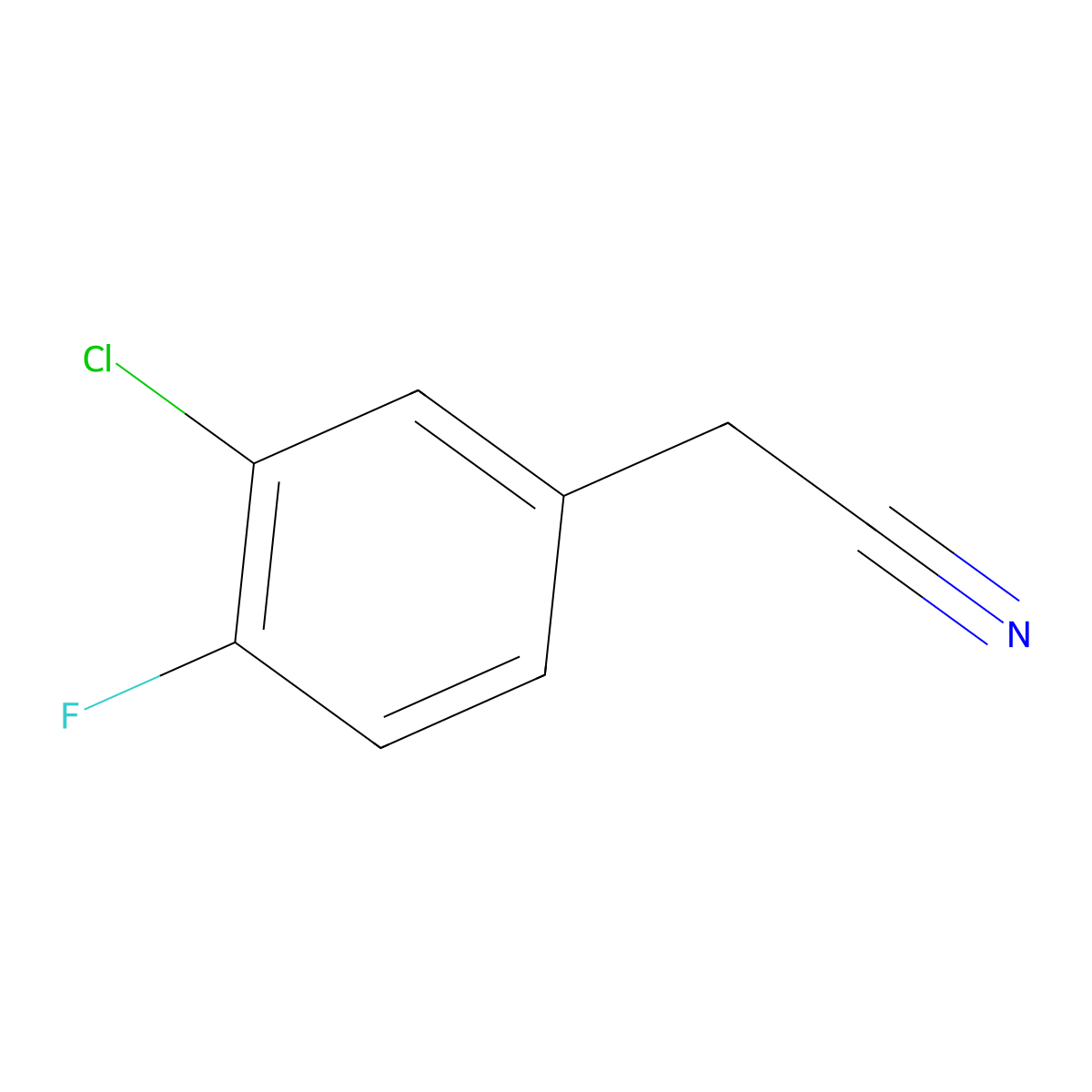 3-Chloro-4-fluorobenzyl cyanide molecular structure, CAS 658-98-0
