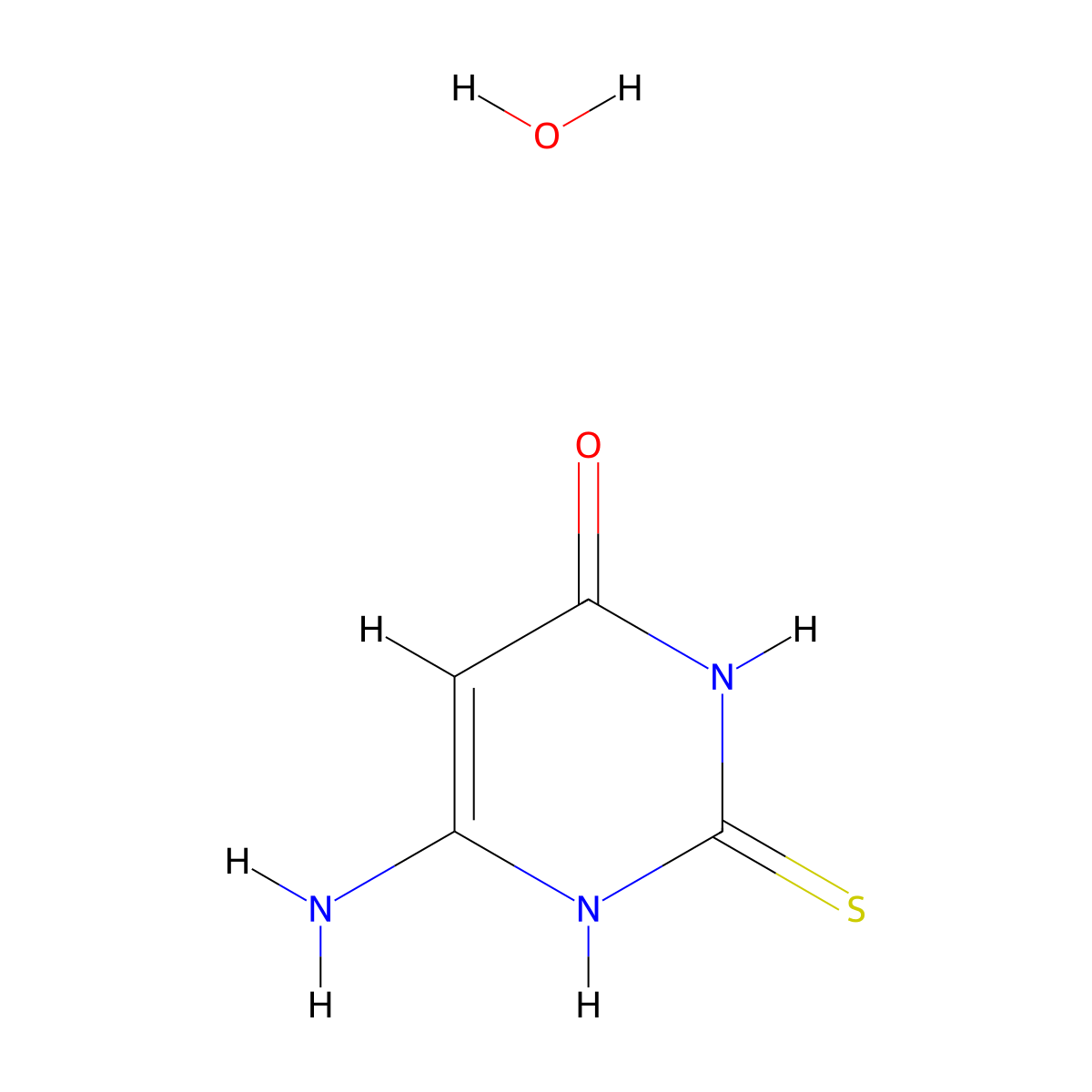 4-Amino-6-hydroxy-2-mercaptopyrimidine monohydrate molecular structure, CAS 65802-56-4