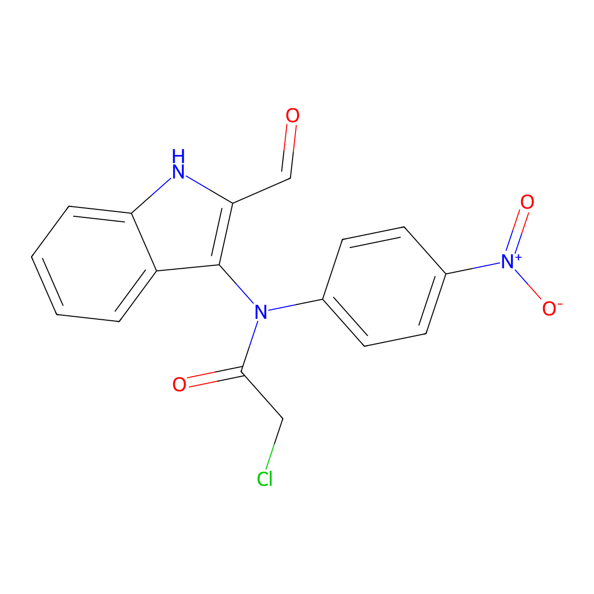 2-chloro-N-(2-formyl-1H-indol-3-yl)-N-(4-nitrophenyl)acetamide molecular structure, CAS 658041-39-5