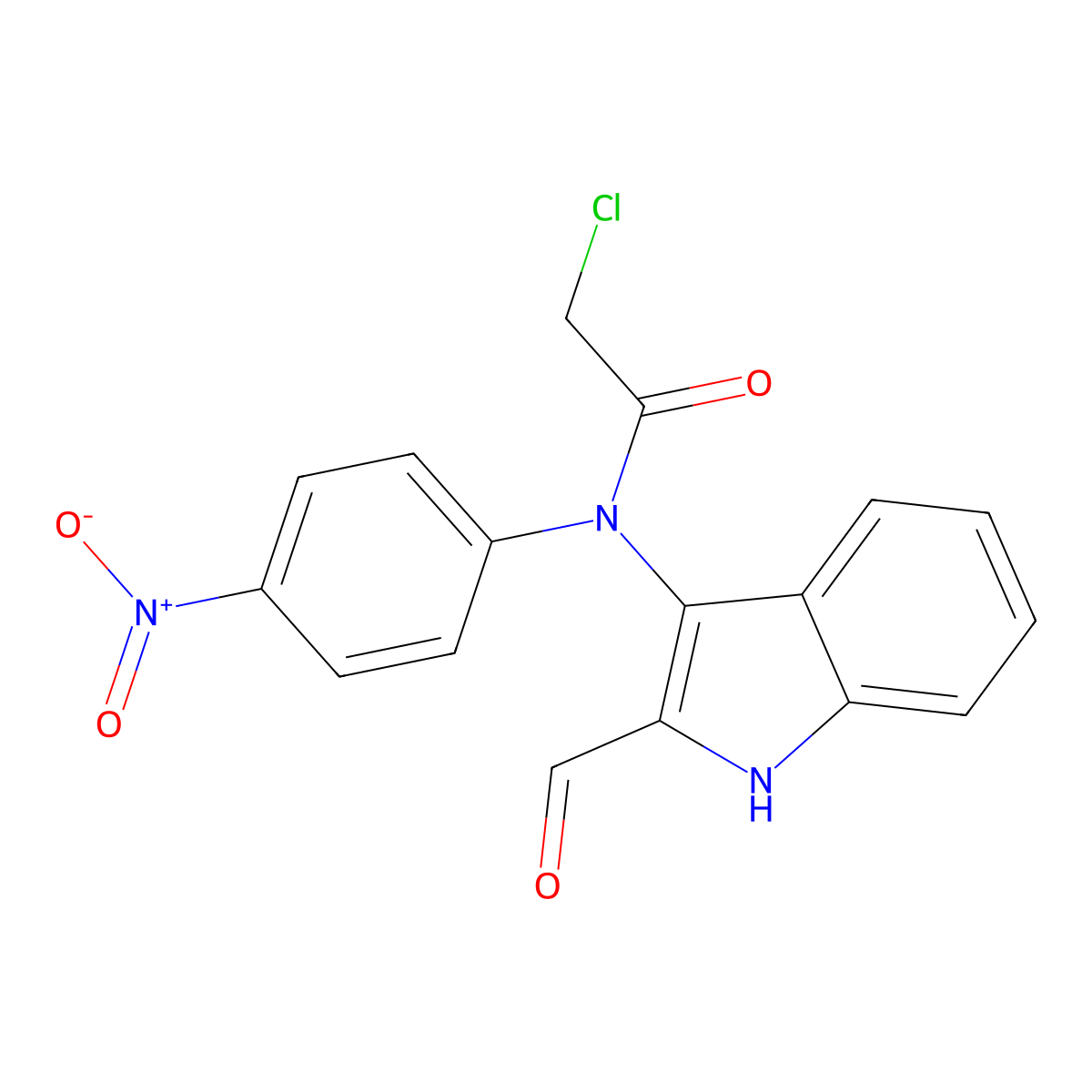 2-chloro-N-(2-formyl-1H-indol-3-yl)-N-(4-nitrophenyl)acetamide molecular structure, CAS 658041-39-5