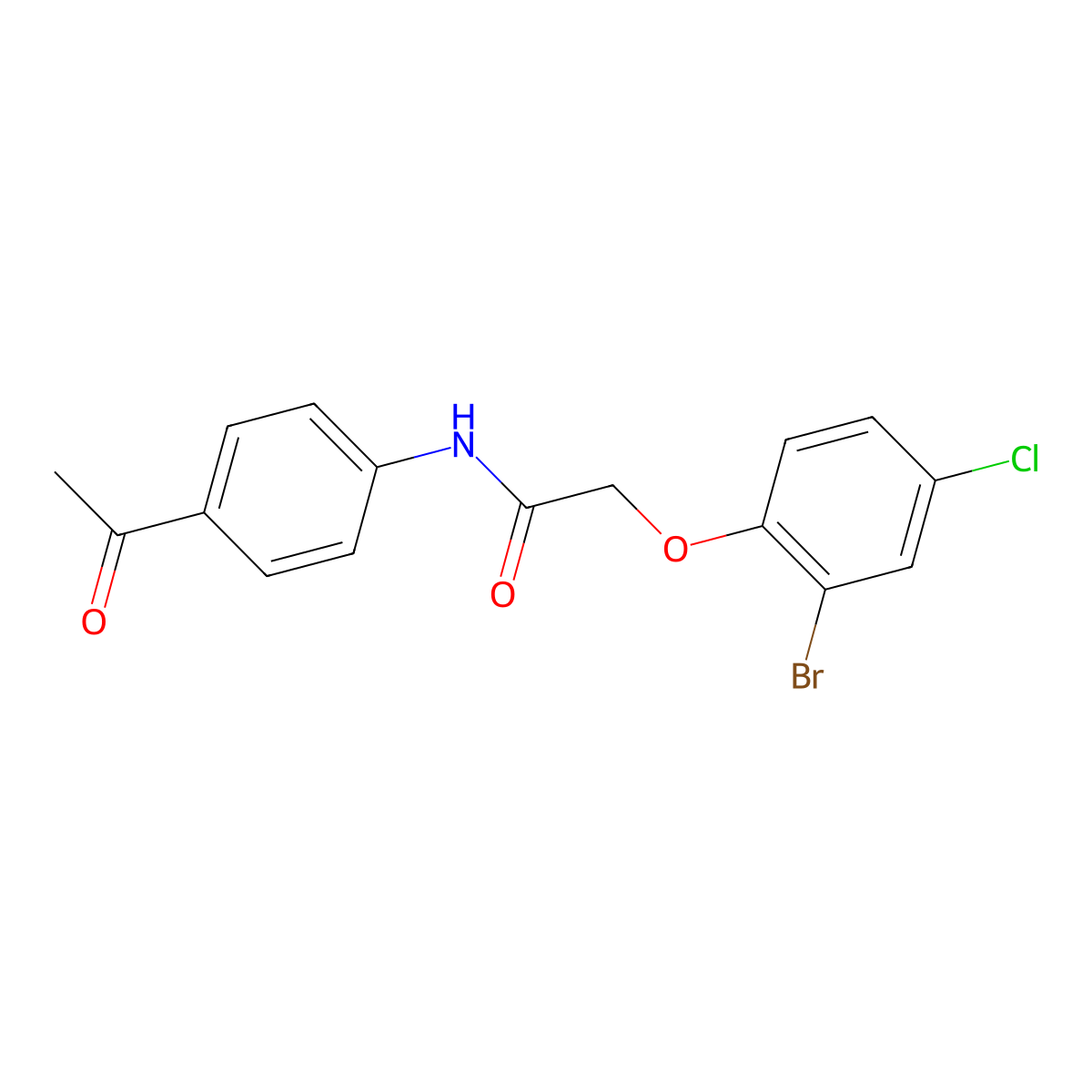 N-(4-acetylphenyl)-2-(2-bromo-4-chlorophenoxy)acetamide molecular structure, CAS 658045-74-0