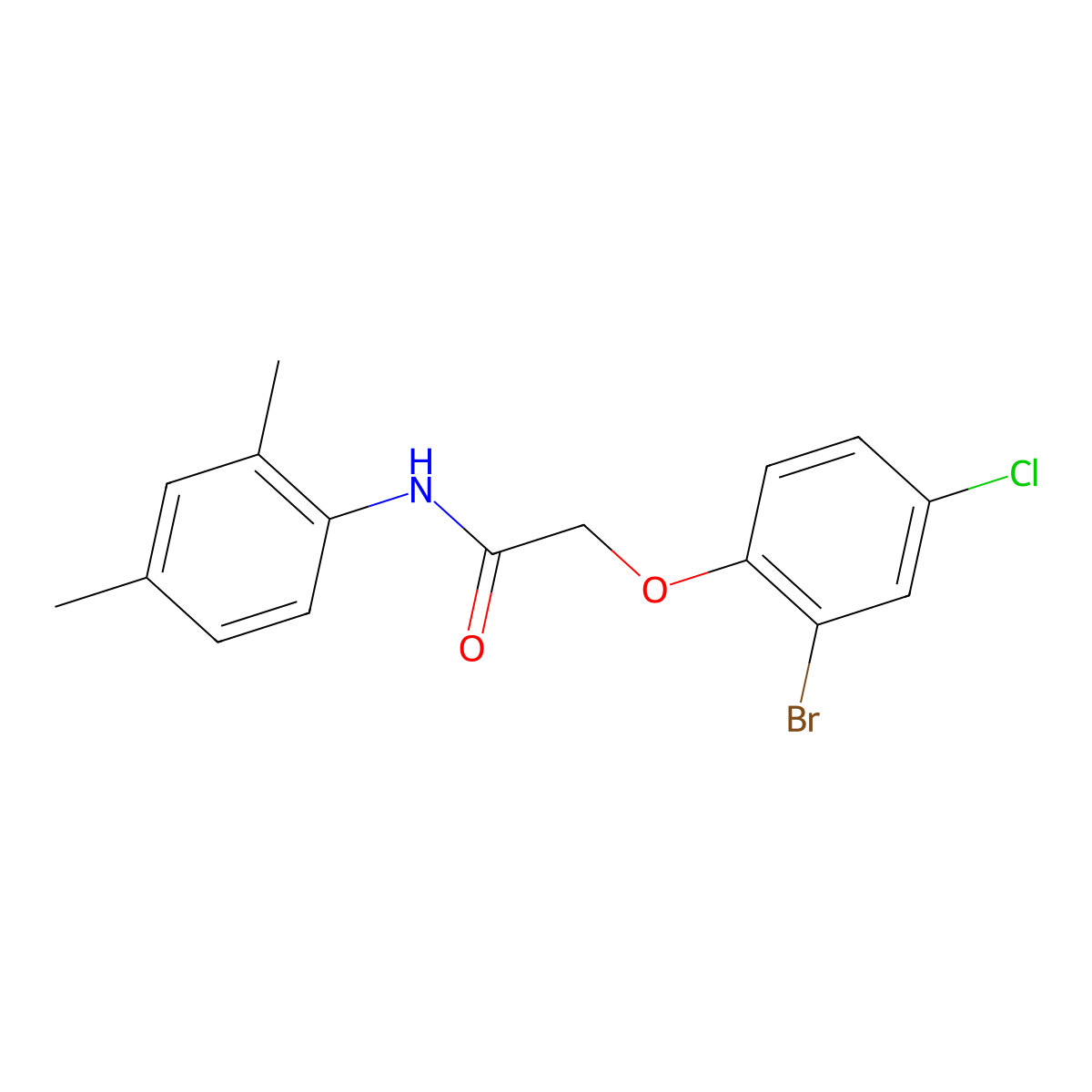 2-(2-bromo-4-chlorophenoxy)-N-(2,4-dimethylphenyl)acetamide molecular structure, CAS 658045-84-2