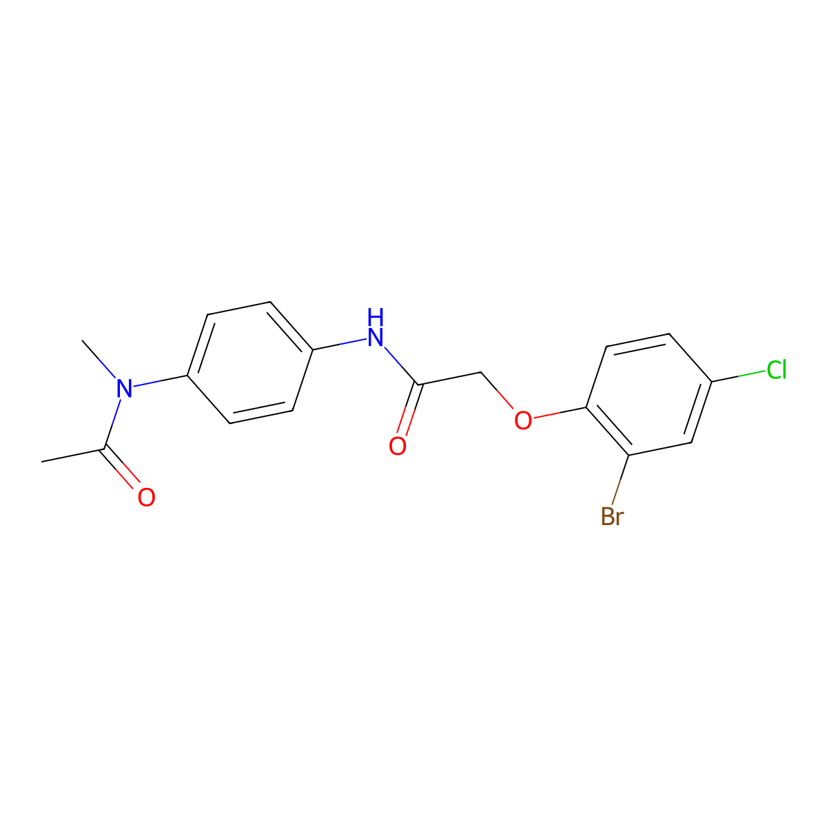 N-{4-[acetyl(methyl)amino]phenyl}-2-(2-bromo-4-chlorophenoxy)acetamide molecular structure, CAS 658045-87-5