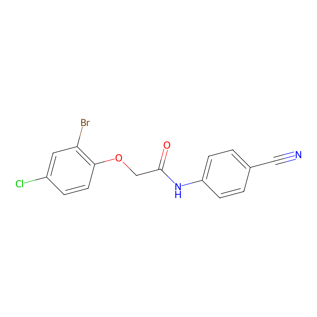 2-(2-bromo-4-chlorophenoxy)-N-(4-cyanophenyl)acetamide molecular structure, CAS 658045-89-7