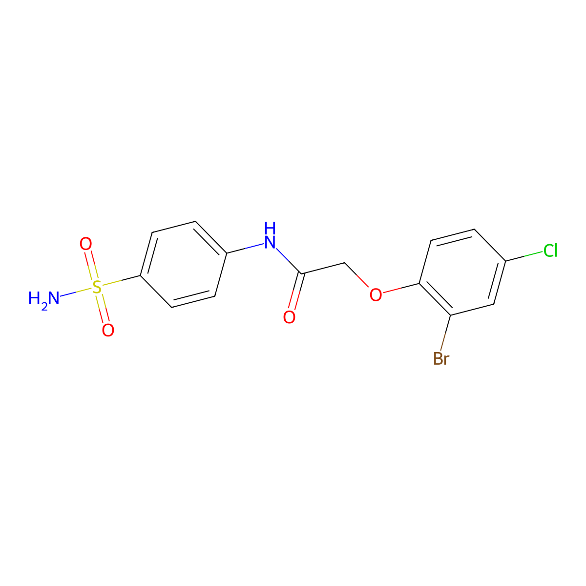 N-[4-(aminosulfonyl)phenyl]-2-(2-bromo-4-chlorophenoxy)acetamide molecular structure, CAS 658045-93-3