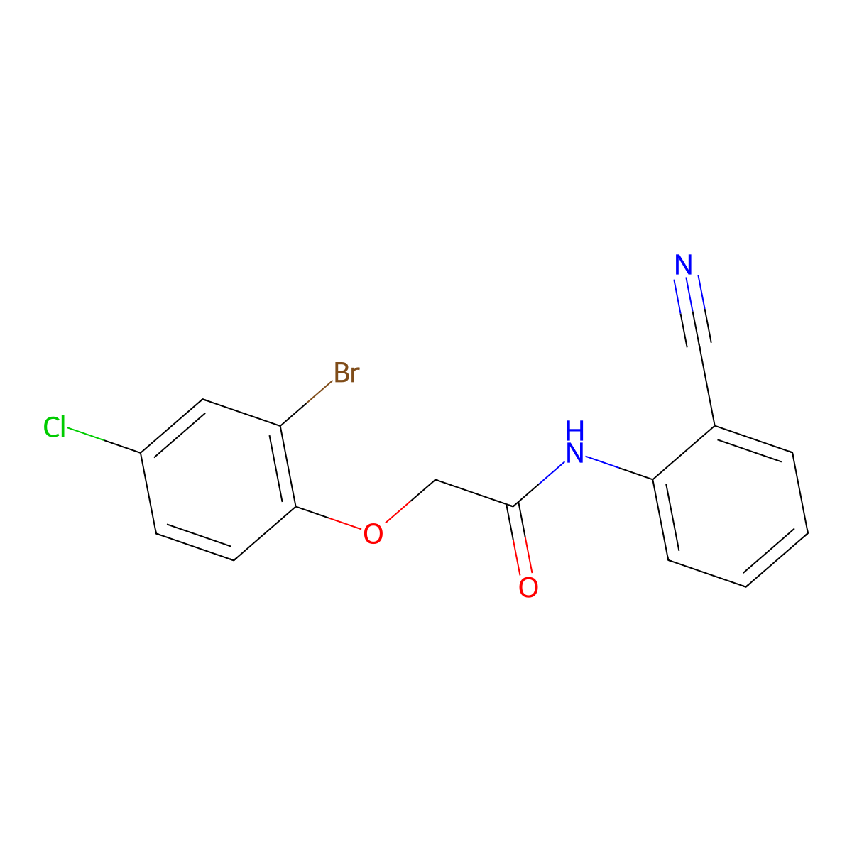 2-(2-bromo-4-chlorophenoxy)-N-(2-cyanophenyl)acetamide molecular structure, CAS 658045-94-4