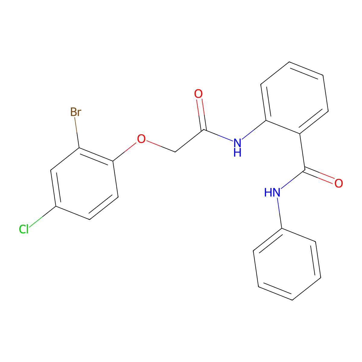 2-{[(2-bromo-4-chlorophenoxy)acetyl]amino}-N-phenylbenzamide molecular structure, CAS 658045-96-6