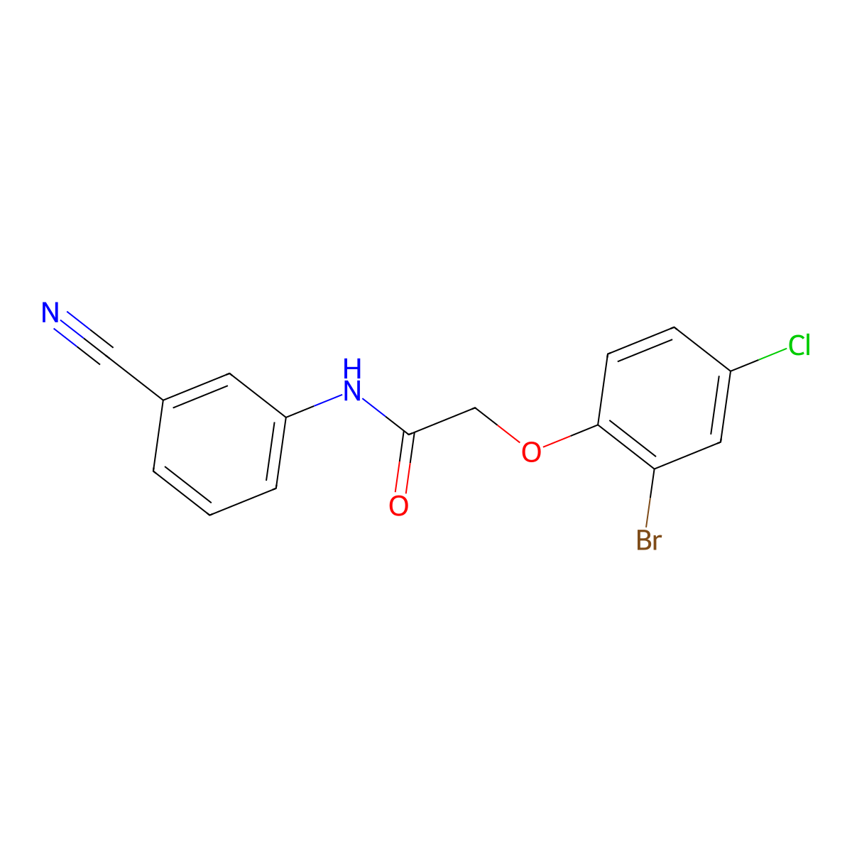 2-(2-bromo-4-chlorophenoxy)-N-(3-cyanophenyl)acetamide molecular structure, CAS 658045-97-7