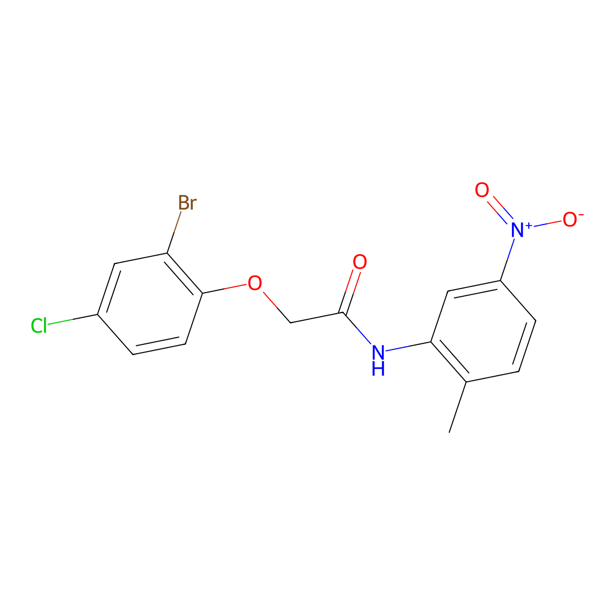 2-(2-bromo-4-chlorophenoxy)-N-(2-methyl-5-nitrophenyl)acetamide molecular structure, CAS 658046-00-5