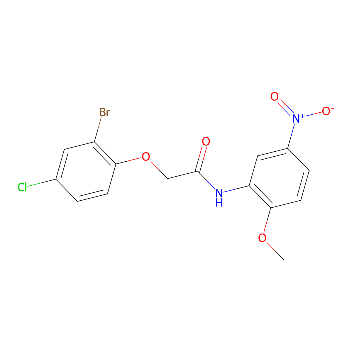 2-(2-bromo-4-chlorophenoxy)-N-(2-methoxy-5-nitrophenyl)acetamide molecular structure, CAS 658046-04-9
