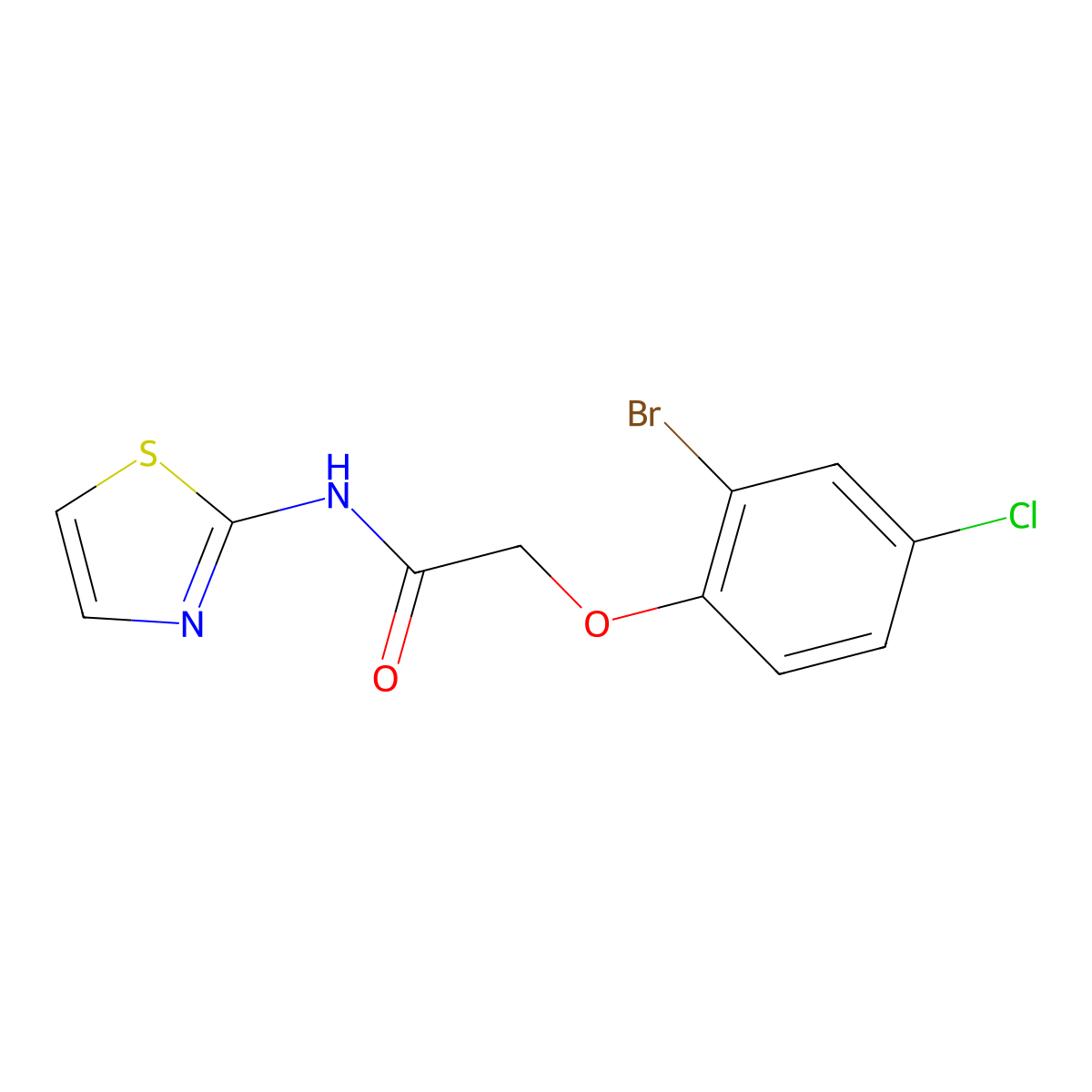 2-(2-bromo-4-chlorophenoxy)-N-(1,3-thiazol-2-yl)acetamide molecular structure, CAS 658046-16-3