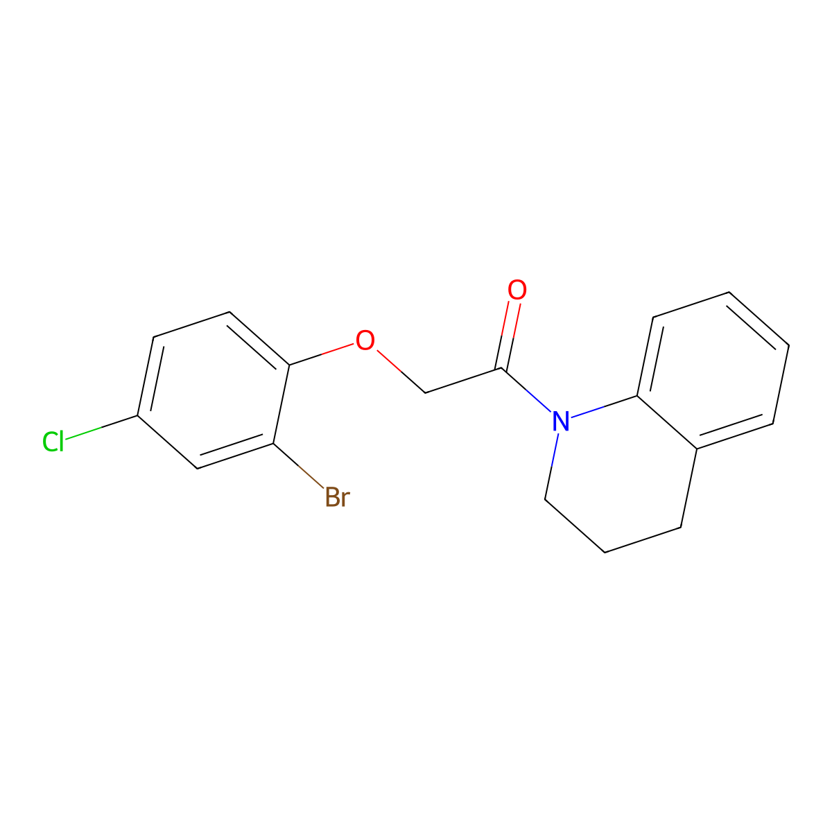 2-(2-bromo-4-chlorophenoxy)-1-(3,4-dihydro-2H-quinolin-1-yl)ethanone molecular structure, CAS 658046-26-5
