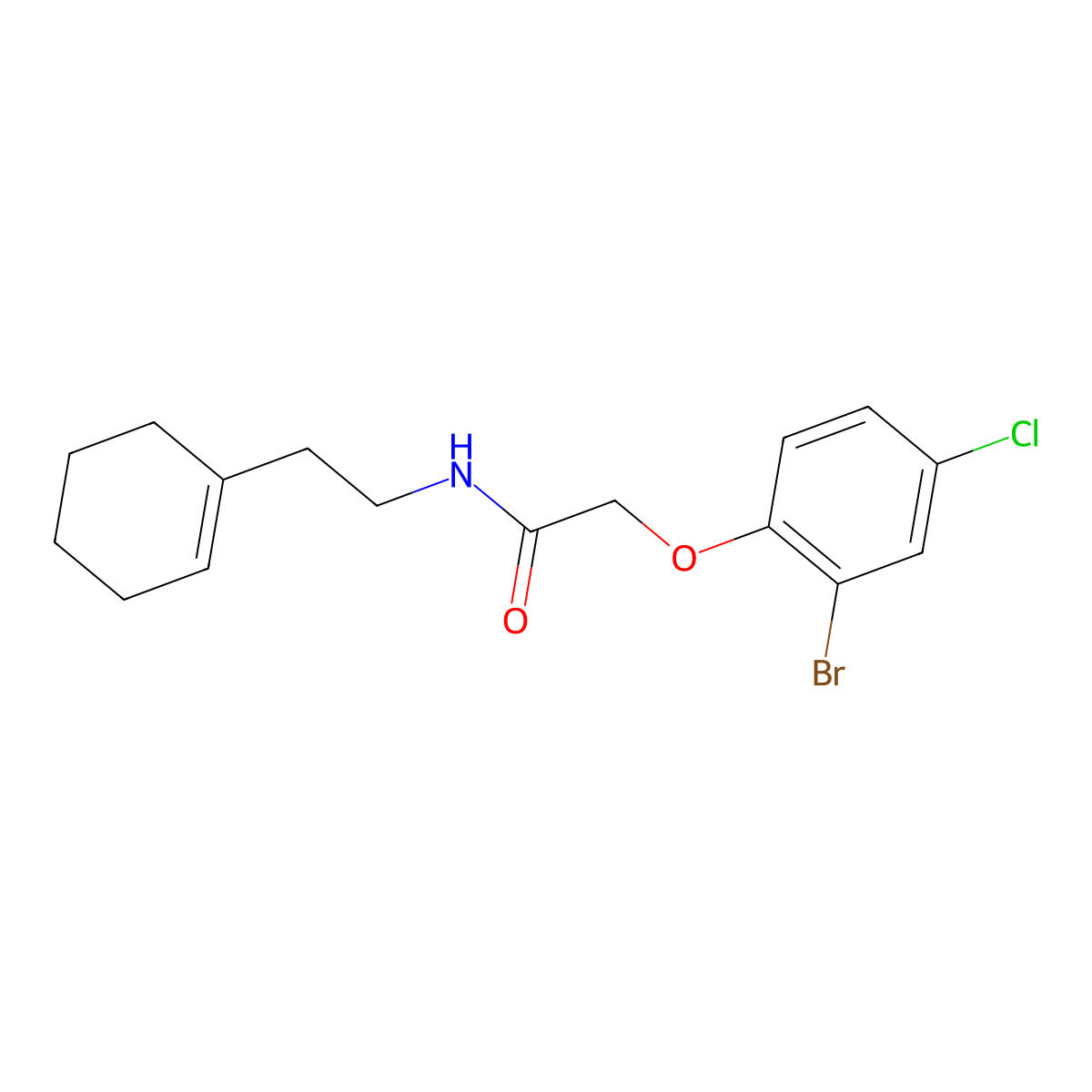 2-(2-bromo-4-chlorophenoxy)-N-[2-(1-cyclohexen-1-yl)ethyl]acetamide molecular structure, CAS 658046-29-8