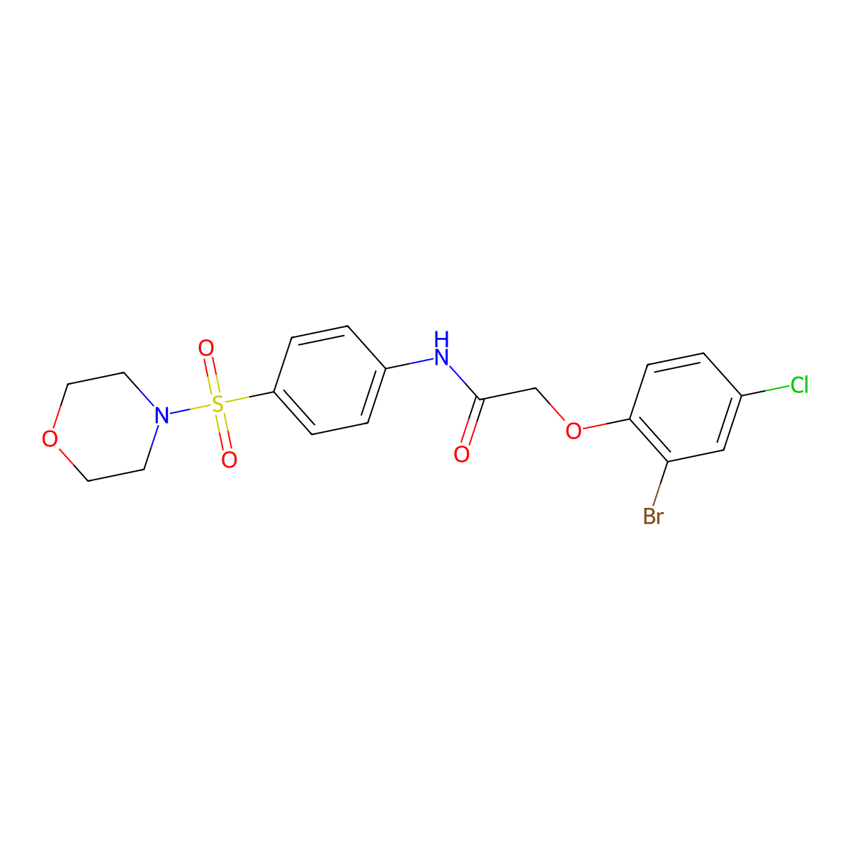 2-(2-bromo-4-chlorophenoxy)-N-[4-(4-morpholinylsulfonyl)phenyl]acetamide molecular structure, CAS 658046-30-1