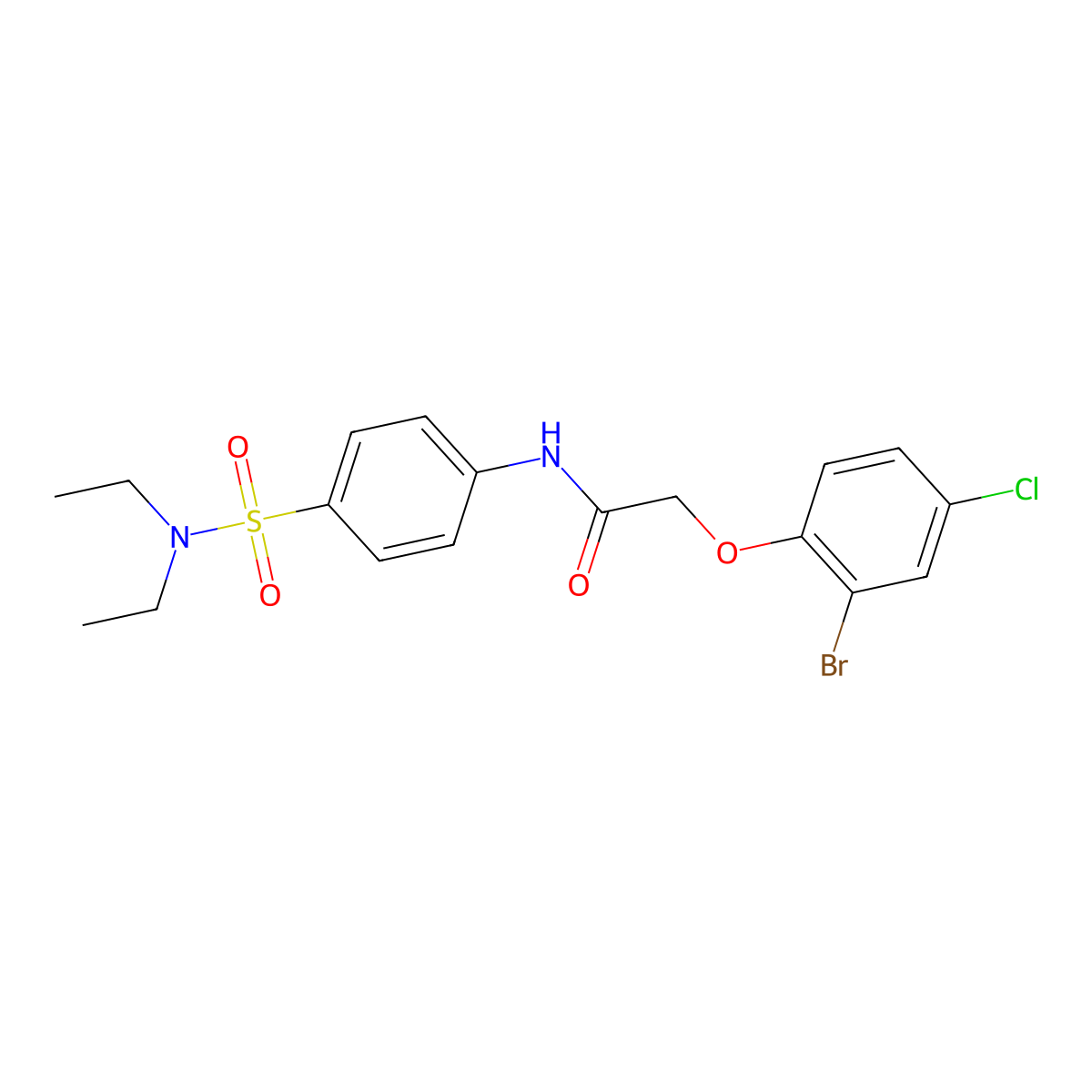 2-(2-bromo-4-chlorophenoxy)-N-[4-(diethylsulfamoyl)phenyl]acetamide molecular structure, CAS 658046-31-2