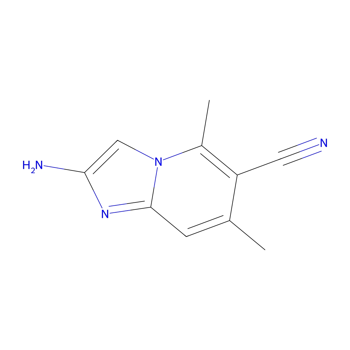 2-Amino-5,7-dimethylimidazo[1,2-A]pyridine-6-carbonitrile molecular structure, CAS 658057-83-1