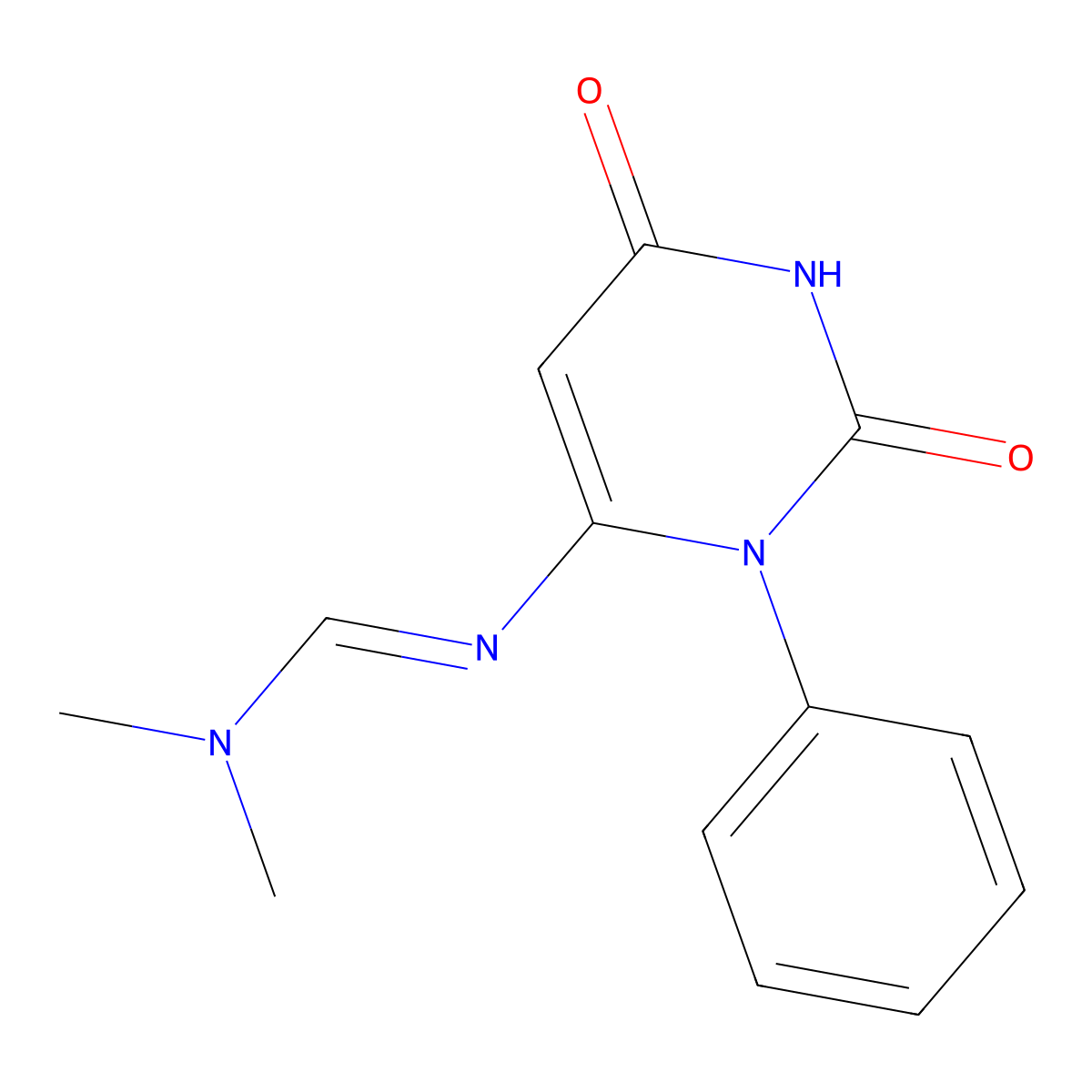 N'-(2,6-dioxo-3-phenyl-1,2,3,6-tetrahydropyrimidin-4-yl)-N,N-dimethylimidoformamide molecular structure, CAS 658061-30-4