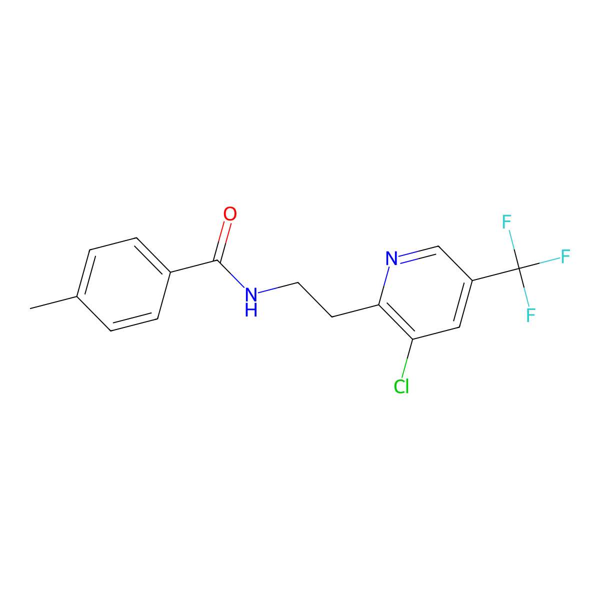 N-[2-(3-Chloro-5-trifluoromethyl-pyridin-2-yl)-ethyl]-4-methyl-benzamide molecular structure, CAS 658066-34-3