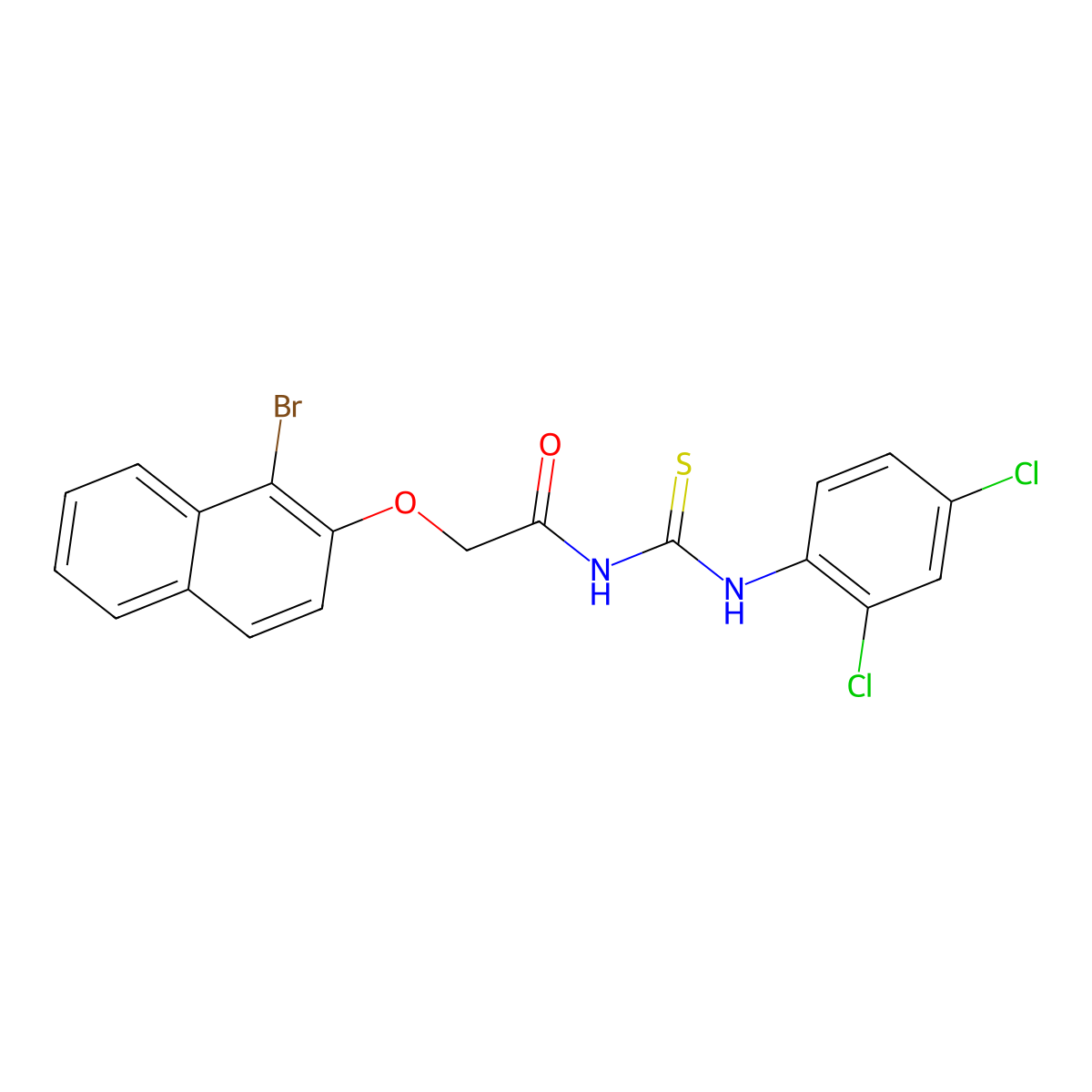 2-(1-bromonaphthalen-2-yl)oxy-N-[(2,4-dichlorophenyl)carbamothioyl]acetamide molecular structure, CAS 658069-66-0