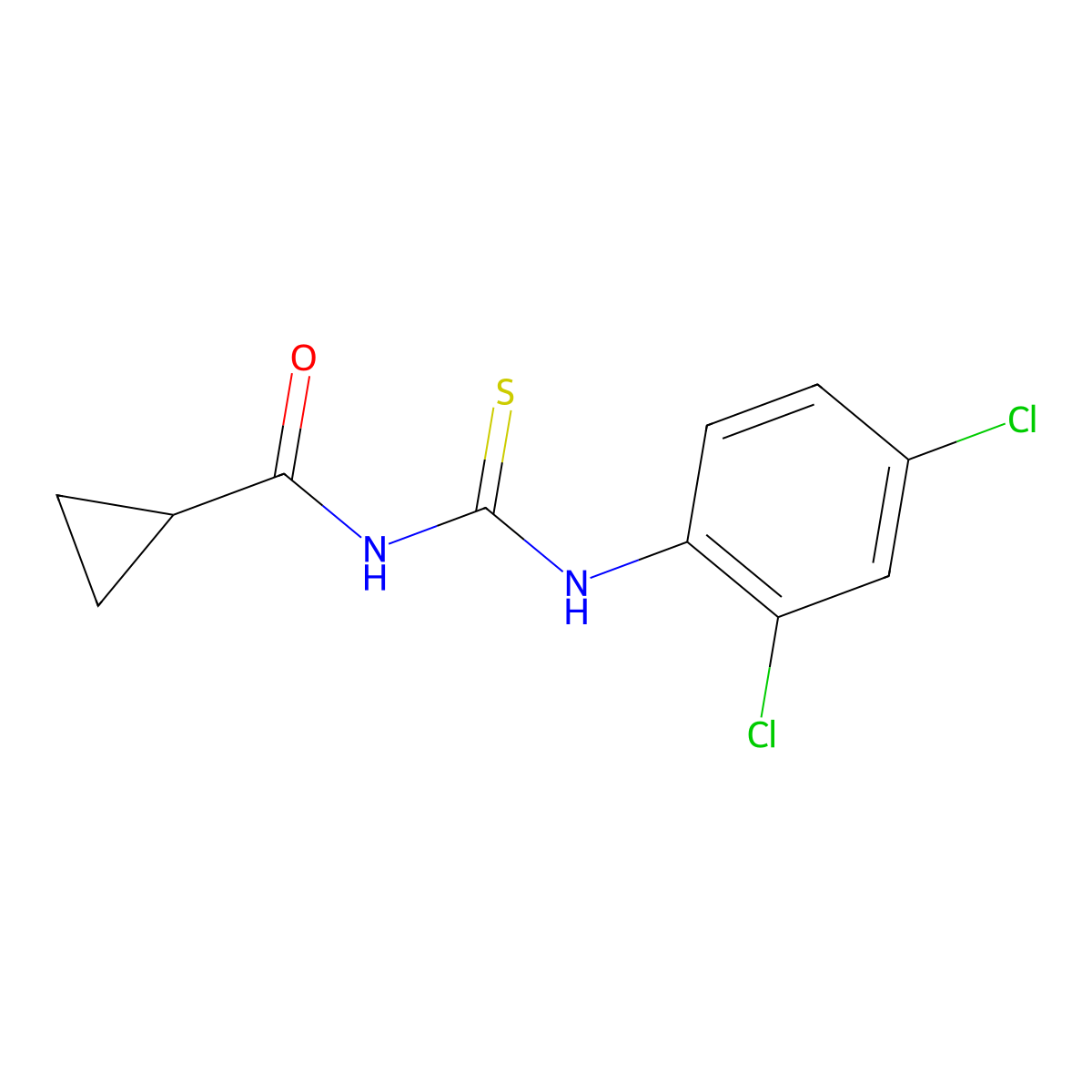 N-[(2,4-dichlorophenyl)carbamothioyl]cyclopropanecarboxamide molecular structure, CAS 658069-74-0
