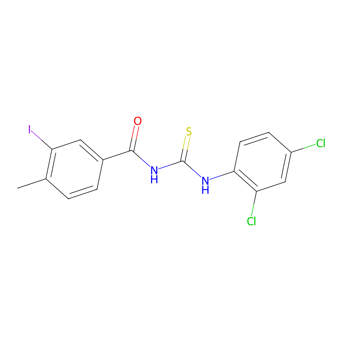 N-[(2,4-dichlorophenyl)carbamothioyl]-3-iodo-4-methylbenzamide molecular structure, CAS 658069-90-0