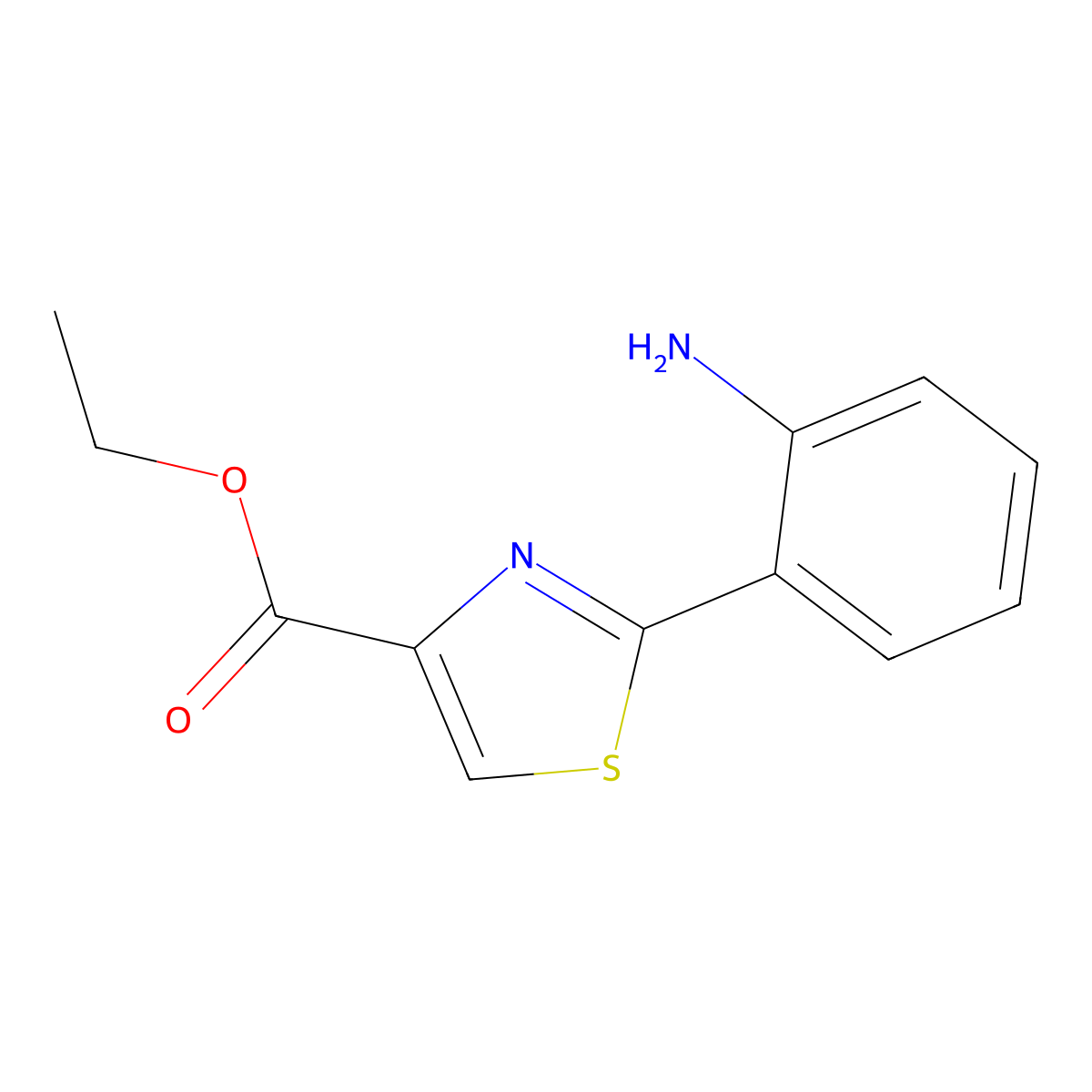 Ethyl 2-(2-aminophenyl)thiazole-4-carboxylate molecular structure, CAS 658076-43-8