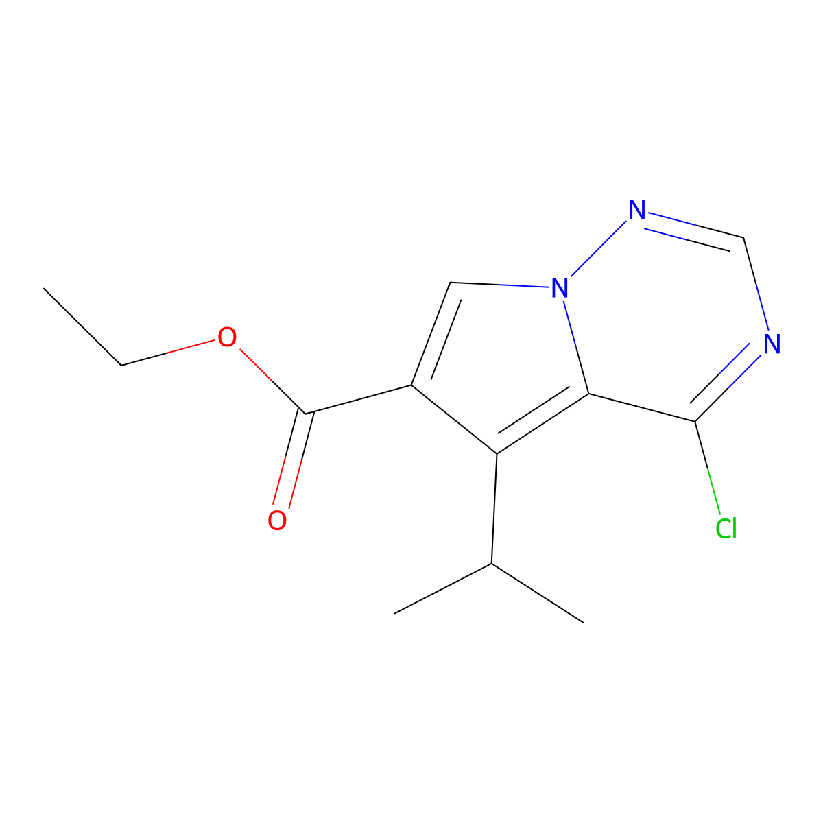 Ethyl 4-chloro-5-isopropylpyrrolo[2,1-F][1,2,4]triazine-6-carboxylate molecular structure, CAS 658084-80-1