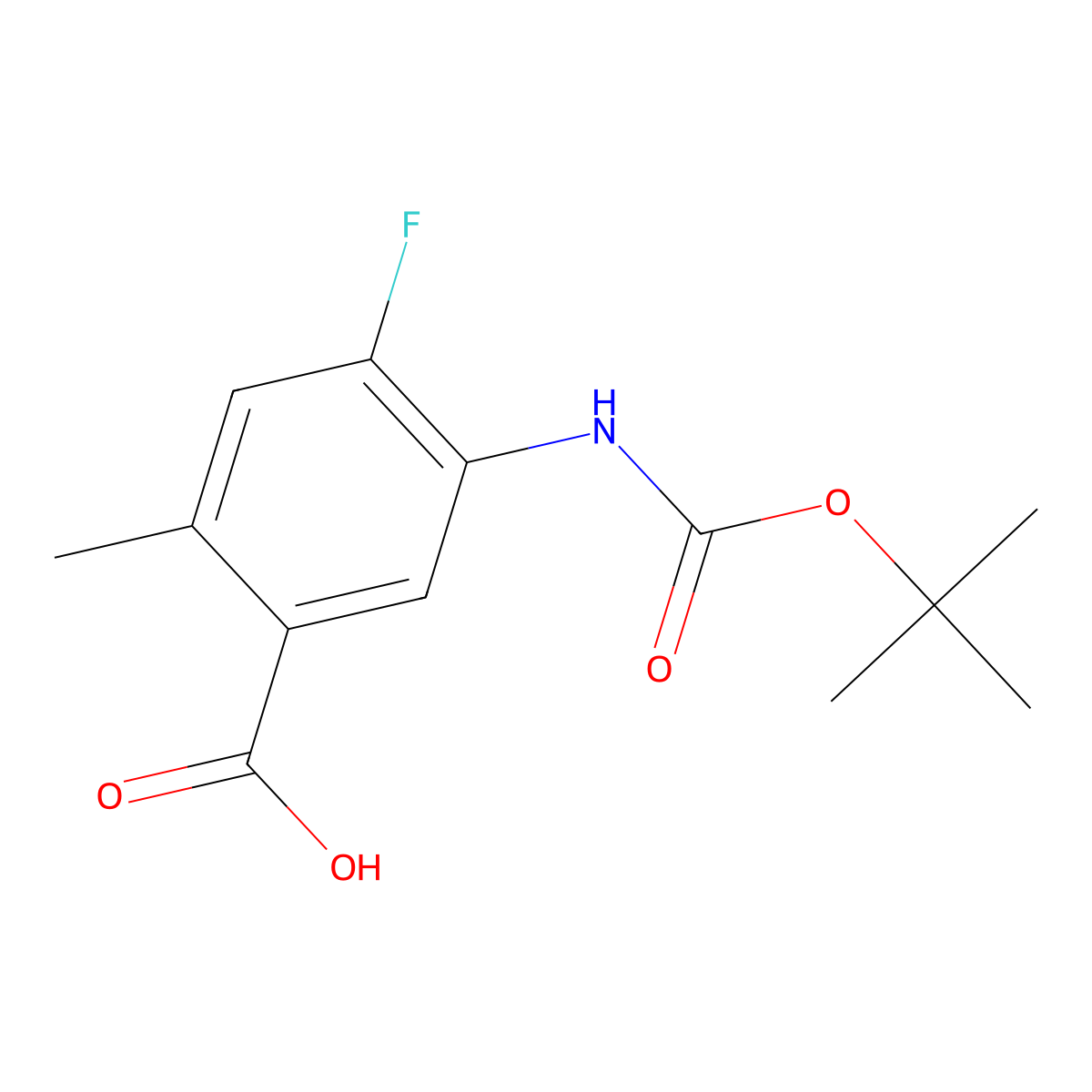 5-(((Tert-butoxy)carbonyl)amino)-4-fluoro-2-methylbenzoic acid molecular structure, CAS 658085-43-9