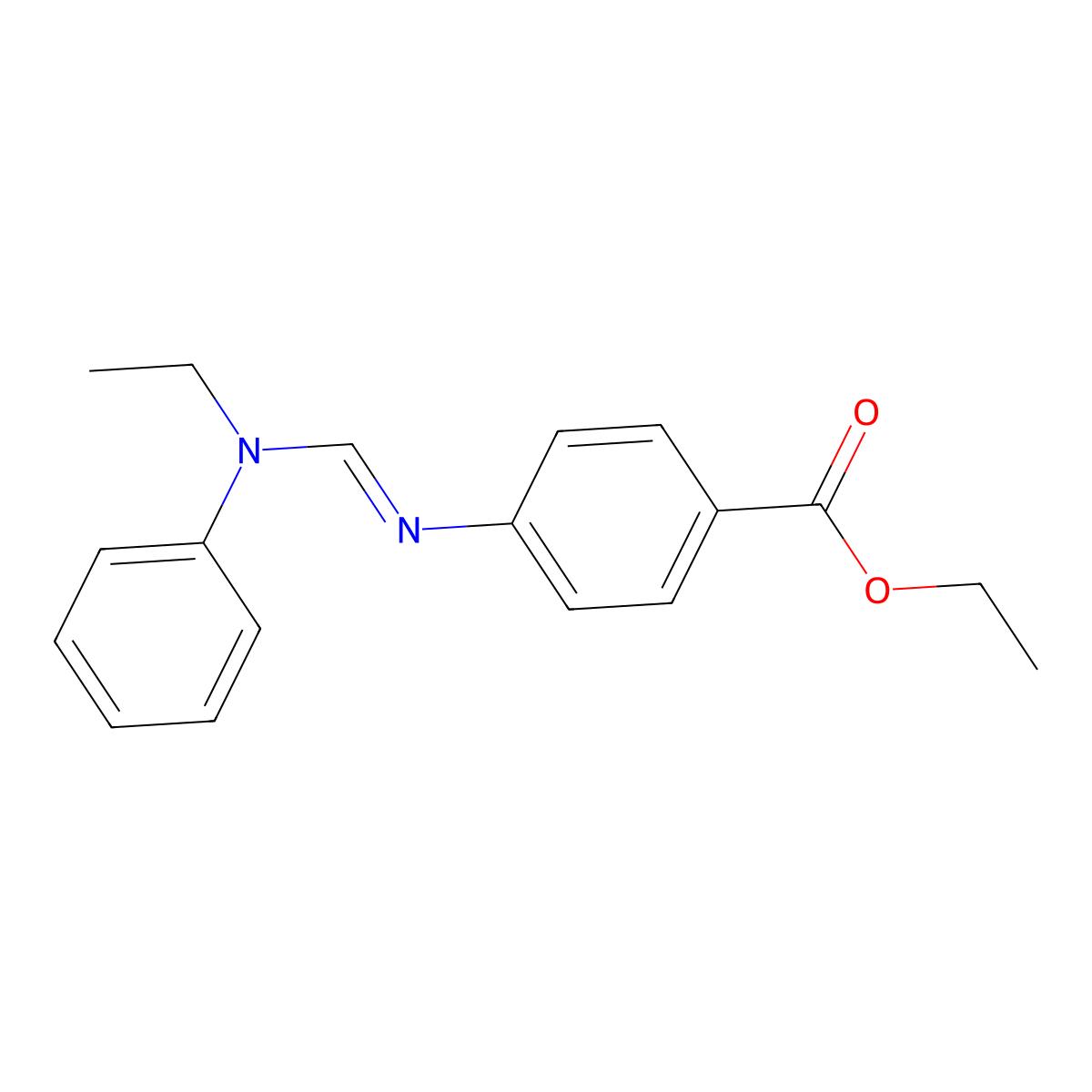 Benzoic acid, 4-(((ethylphenylamino)methylene)amino)-, ethyl ester molecular structure, CAS 65816-20-8