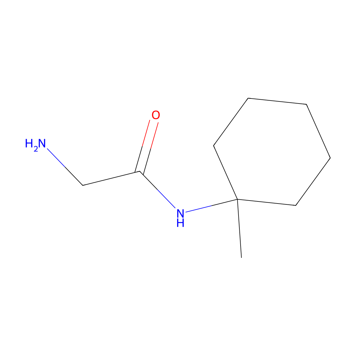 2-amino-N-(1-methylcyclohexyl)acetamide molecular structure, CAS 65822-43-7