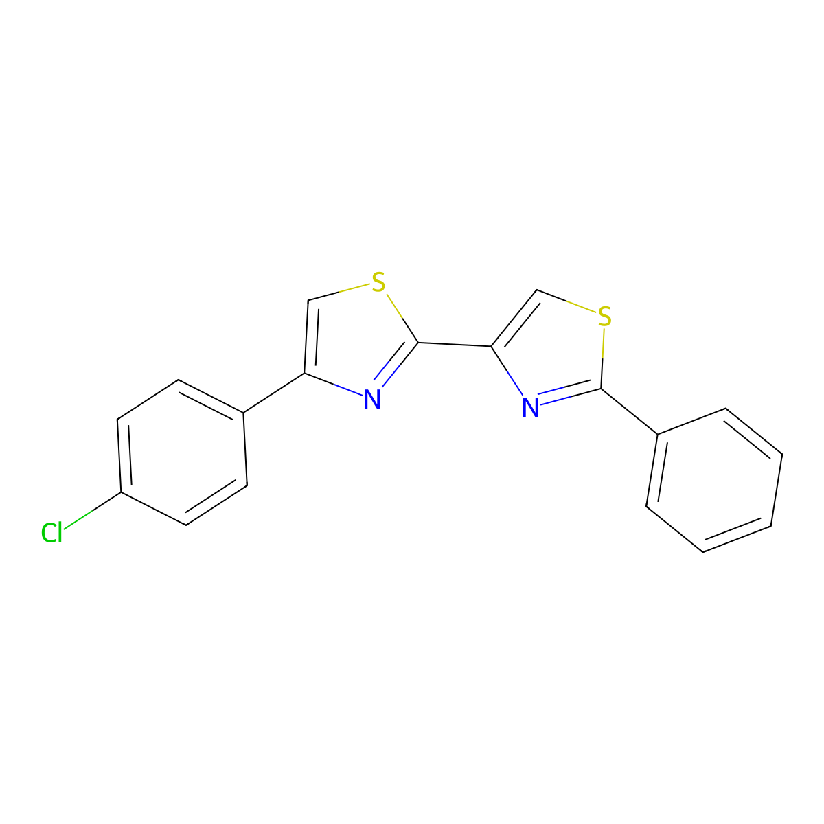 4-(4-Chlorophenyl)-2-(2-phenyl-1,3-thiazol-4-yl)-1,3-thiazole molecular structure, CAS 65823-57-6