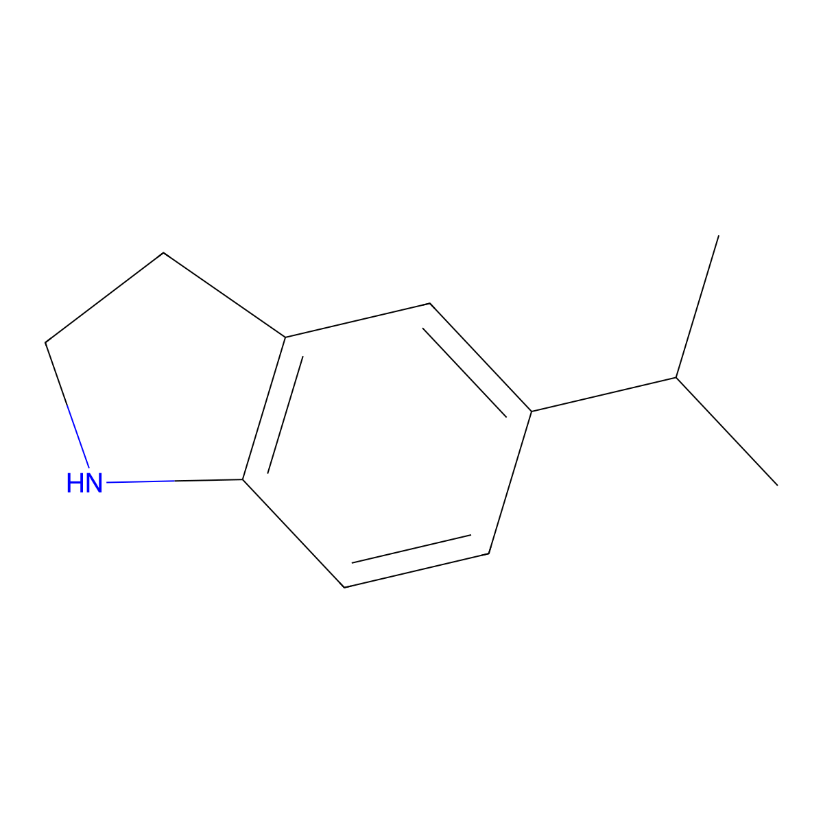 1H-Indole, 2,3-dihydro-5-(1-methylethyl)- molecular structure, CAS 65826-96-2