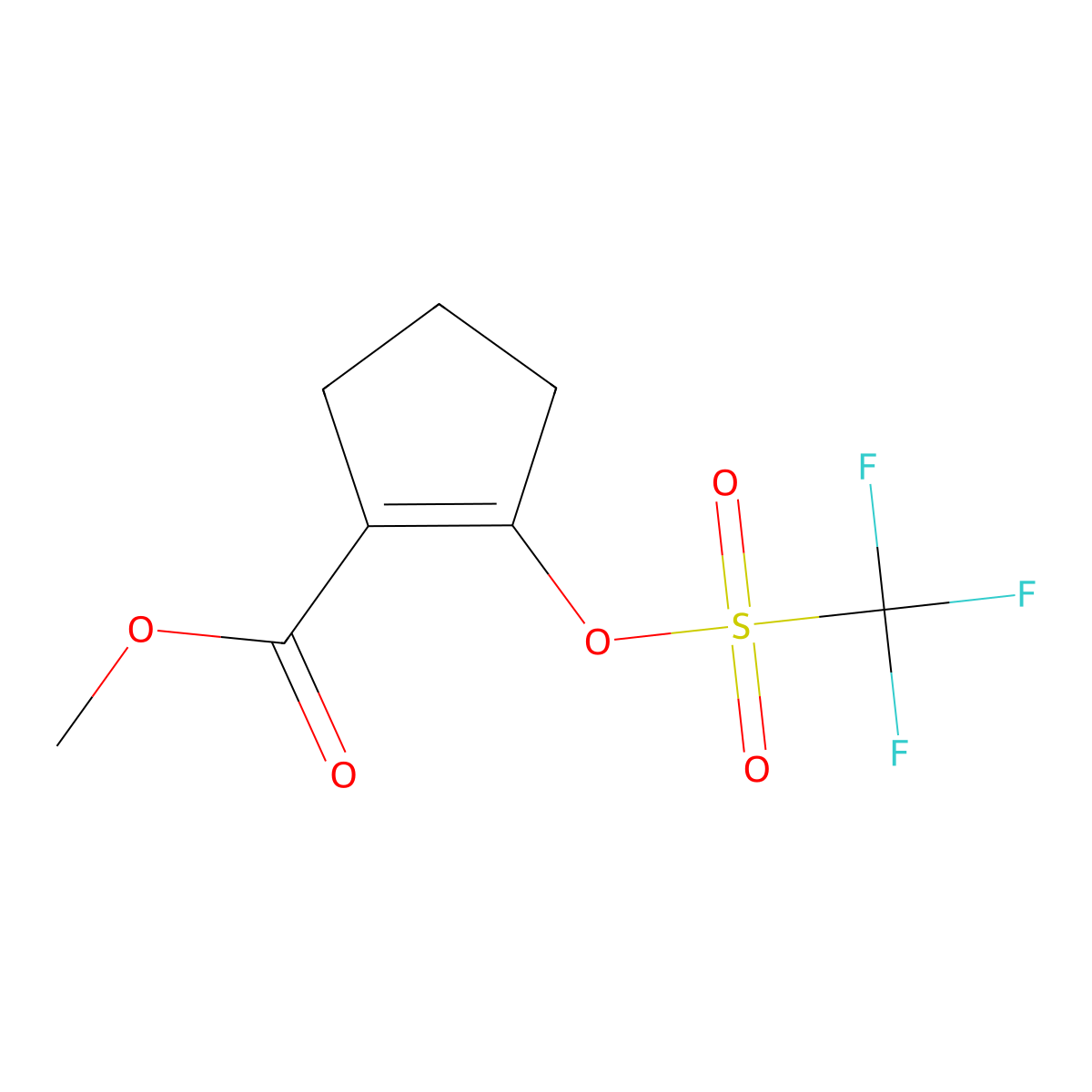 Methyl 2-(trifluoromethanesulfonyloxy)cyclopent-1-ene-1-carboxylate molecular structure, CAS 65832-21-5