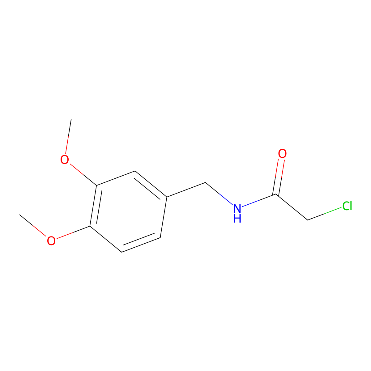 Acetamide, 2-chloro-N-((3,4-dimethoxyphenyl)methyl)- molecular structure, CAS 65836-72-8