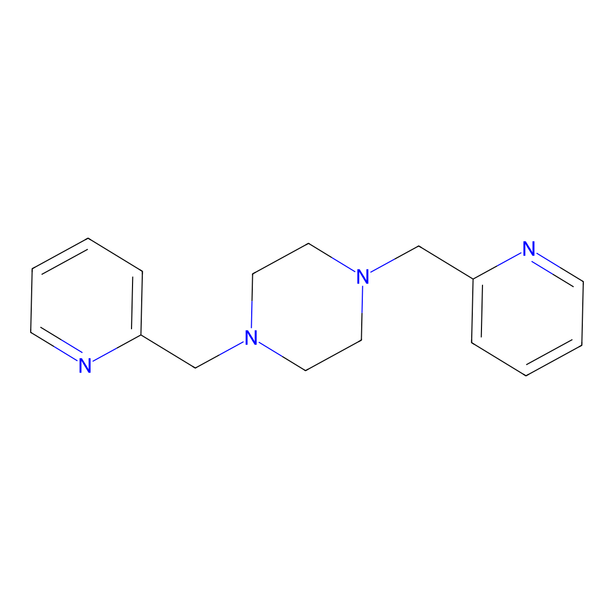 1,4-Bis-pyridin-2-ylmethyl-piperazine molecular structure, CAS 6584-58-3