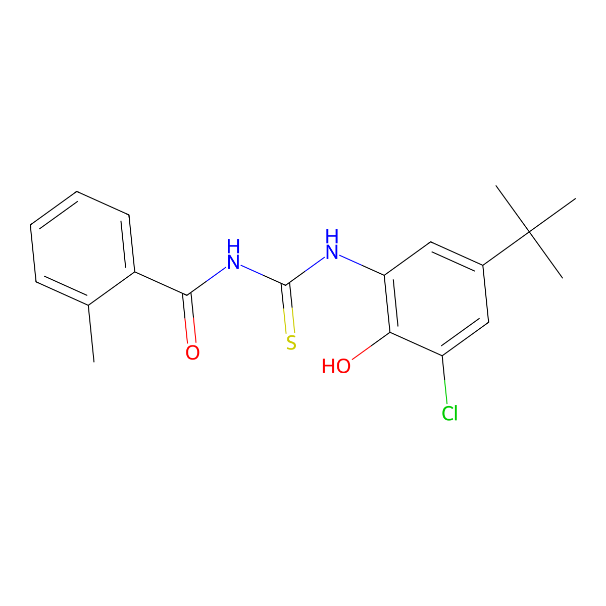 N-[(5-tert-butyl-3-chloro-2-hydroxyphenyl)carbamothioyl]-2-methylbenzamide molecular structure, CAS 6584-77-6