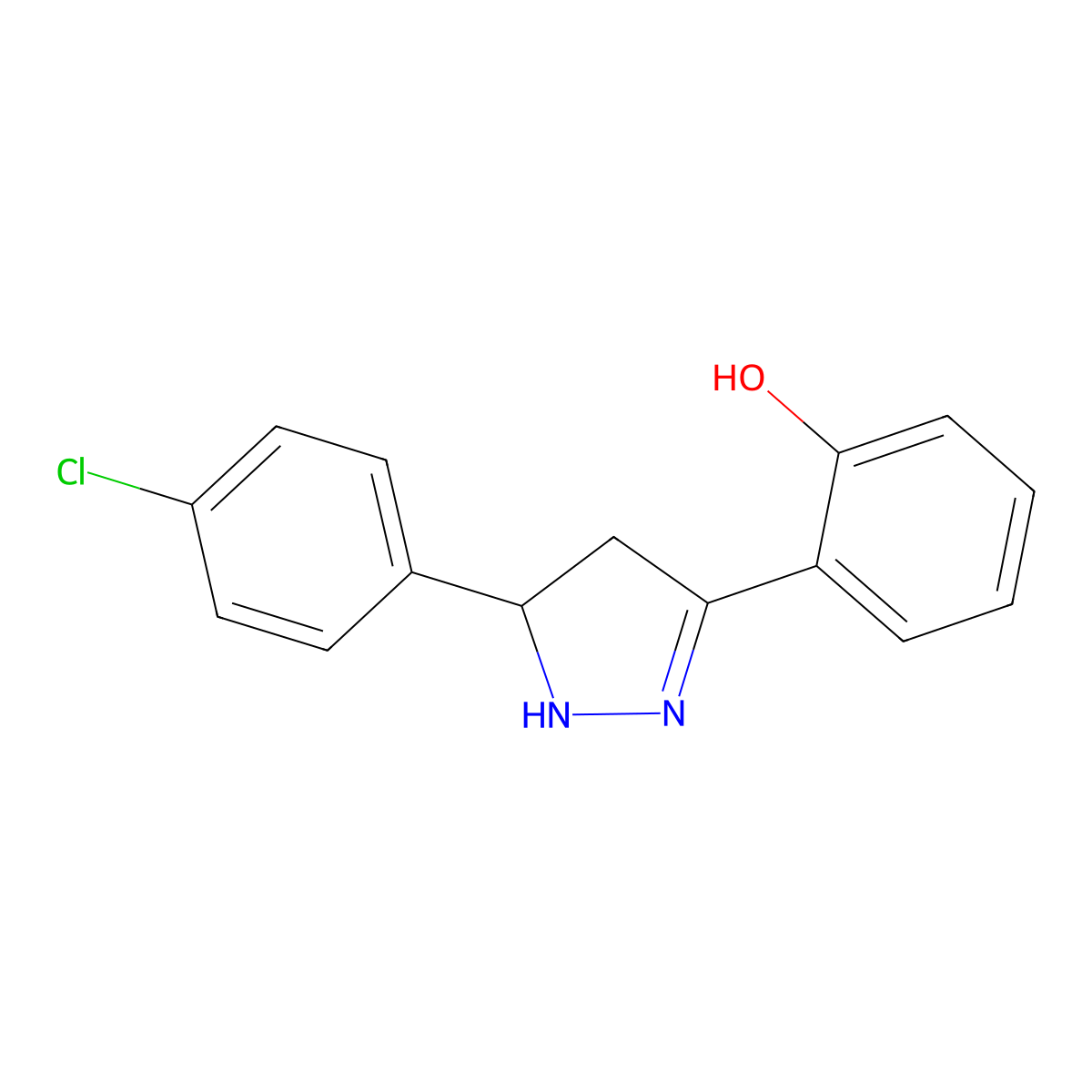 2-[5-(4-chlorophenyl)-4,5-dihydro-1H-pyrazol-3-yl]phenol molecular structure, CAS 65840-95-1