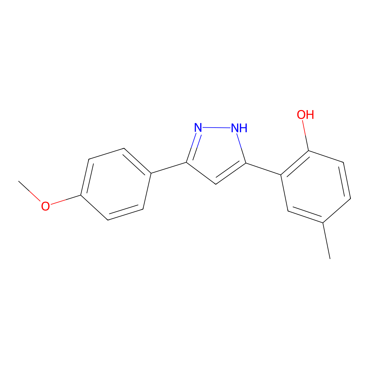 2-[5-(4-methoxyphenyl)-1H-pyrazol-3-yl]-4-methylphenol molecular structure, CAS 65840-98-4