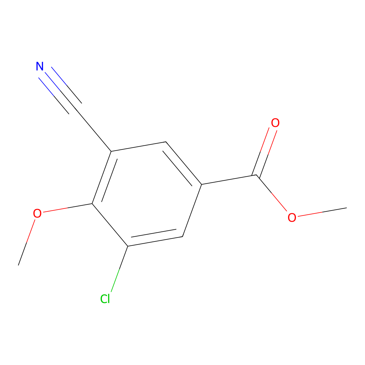 Methyl 3-chloro-5-cyano-4-methoxybenzoate molecular structure, CAS 65841-11-4