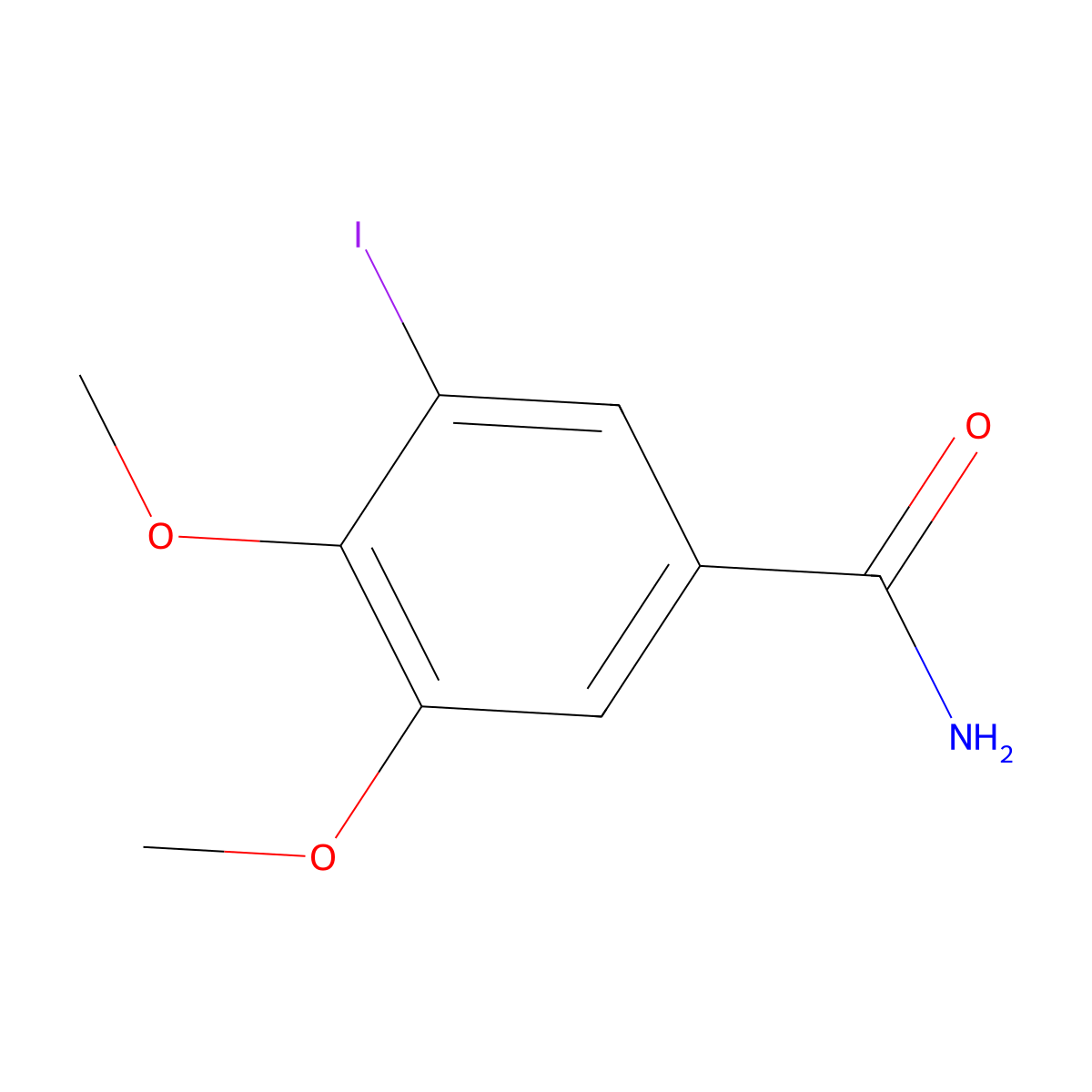 3-Iodo-4,5-dimethoxybenzamide molecular structure, CAS 65841-14-7
