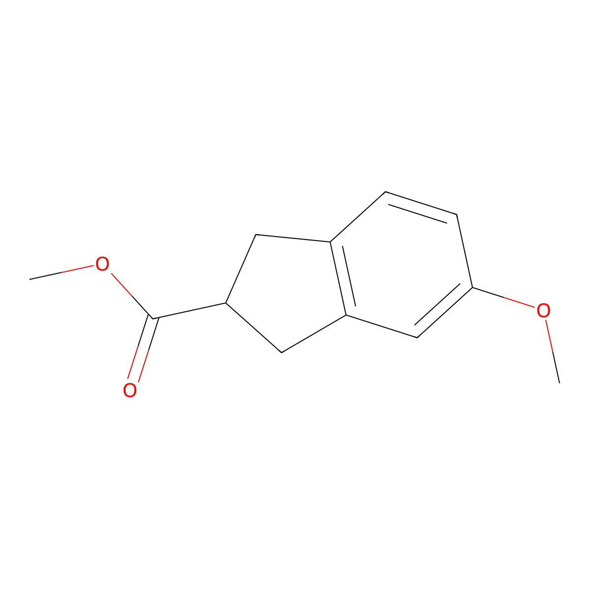 Methyl 5-methoxy-2,3-dihydro-1H-indene-2-carboxylate molecular structure, CAS 65844-46-4