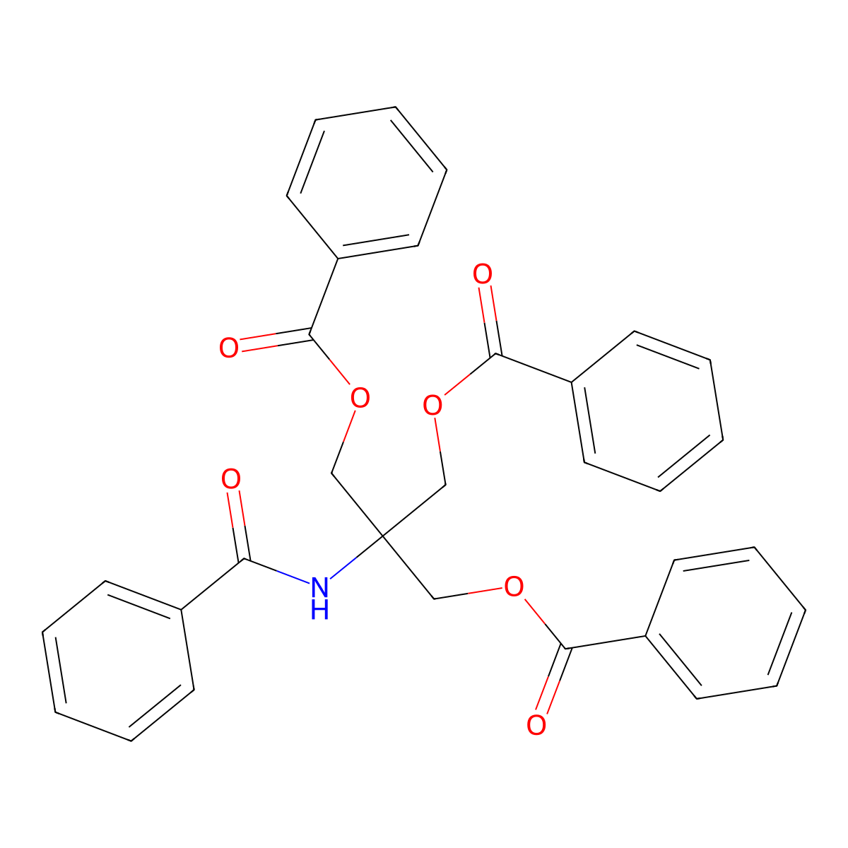2-[(Phenylcarbonyl)amino]-3-[(phenylcarbonyl)oxy]-2-{[(phenylcarbonyl)oxy]methyl}propyl benzoate molecular structure, CAS 65846-16-4