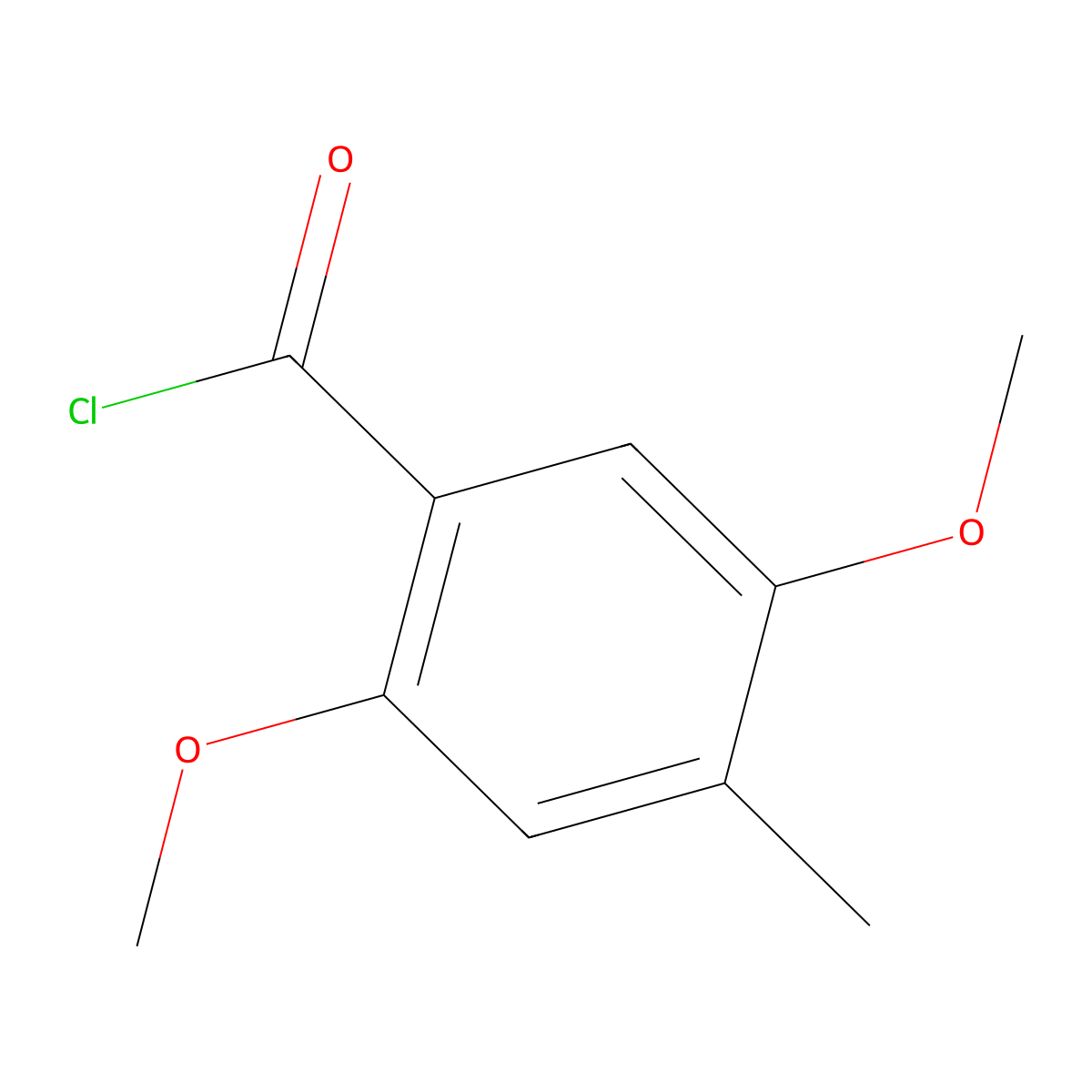 2,5-Dimethoxy-4-methylbenzoyl chloride molecular structure, CAS 65849-94-7