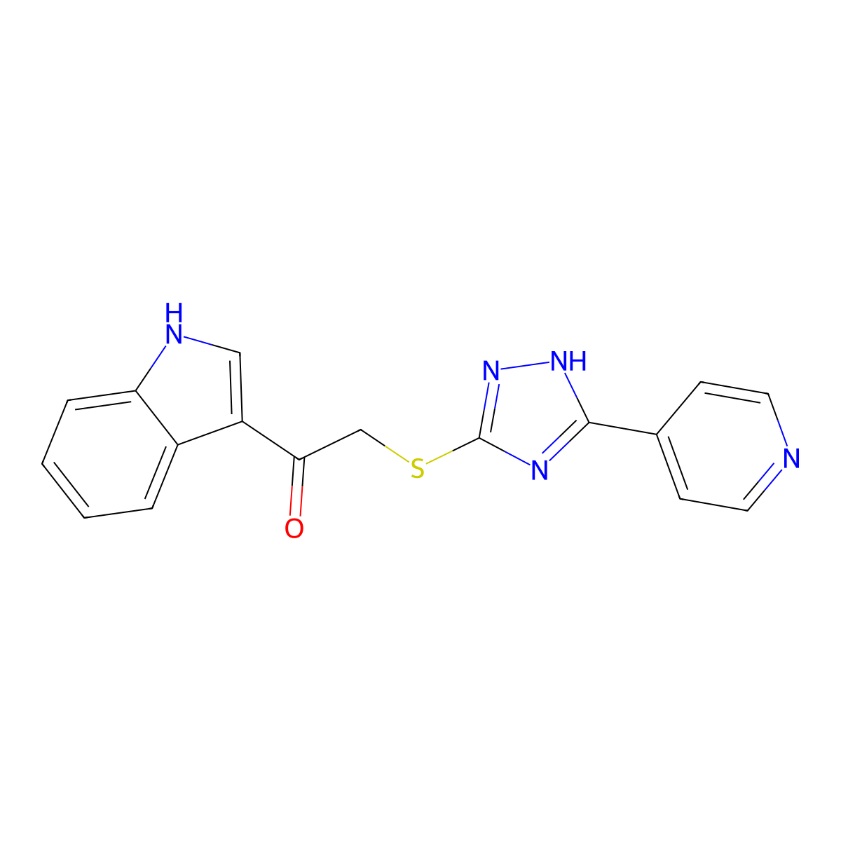 1-(1H-indol-3-yl)-2-[(5-pyridin-4-yl-1H-1,2,4-triazol-3-yl)sulfanyl]ethanone molecular structure, CAS 6585-83-7