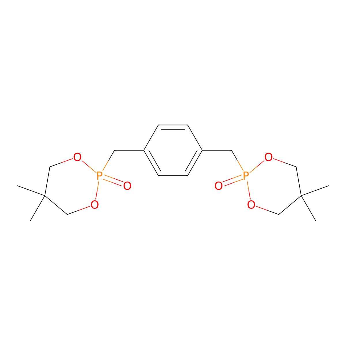 1,3,2-Dioxaphosphorinane, 2,2'-[1,4-phenylenebis(methylene)]bis[5,5-dimethyl-, 2,2'-dioxide molecular structure, CAS 65850-52-4