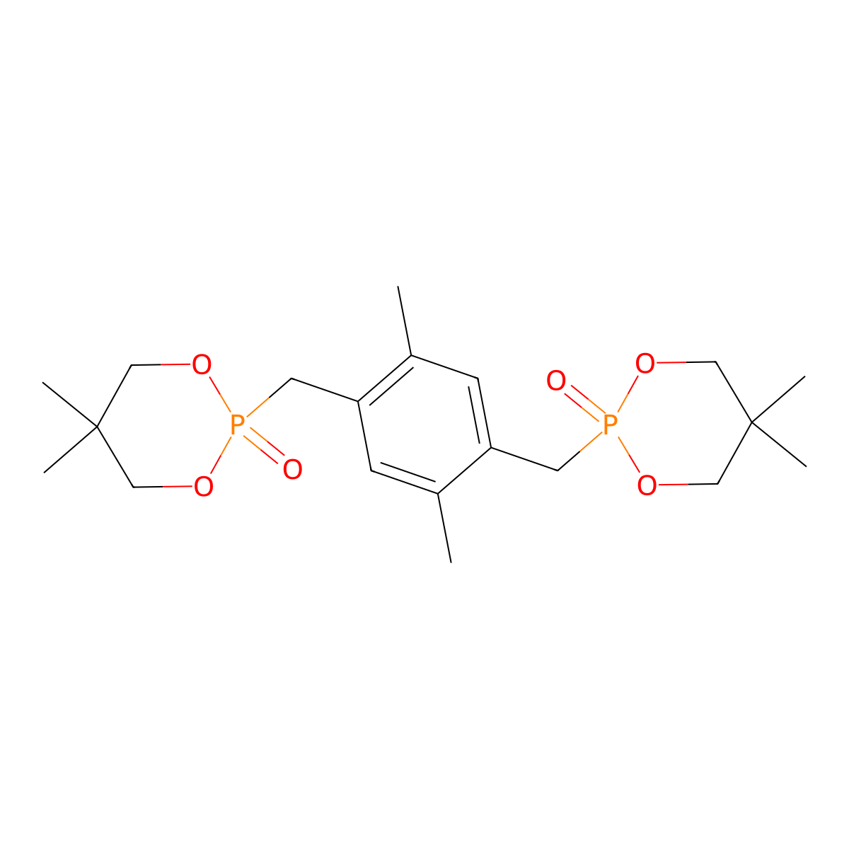1,3,2-Dioxaphosphorinane, 2,2'-((2,5-dimethyl-1,4-phenylene)bis(methylene))bis(5,5-dimethyl-, 2,2'-dioxide molecular structure, CAS 65850-54-6