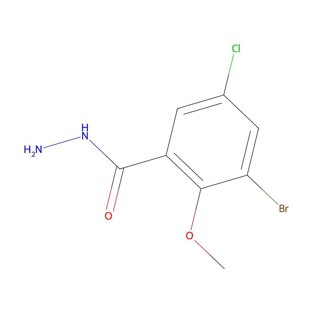 3-Bromo-5-chloro-2-methoxybenzohydrazide molecular structure, CAS 65851-91-4
