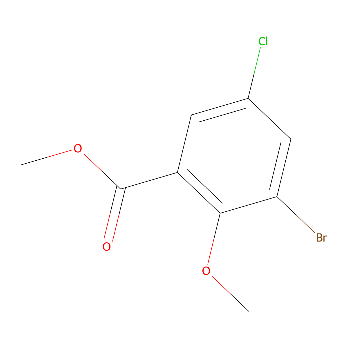 Methyl 3-bromo-5-chloro-2-methoxybenzoate molecular structure, CAS 65851-97-0