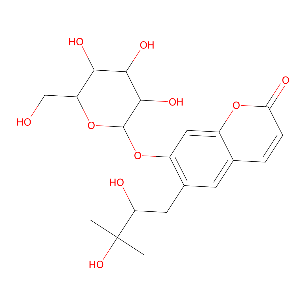 Peucedanol 7-O-glucoside molecular structure, CAS 65853-04-5